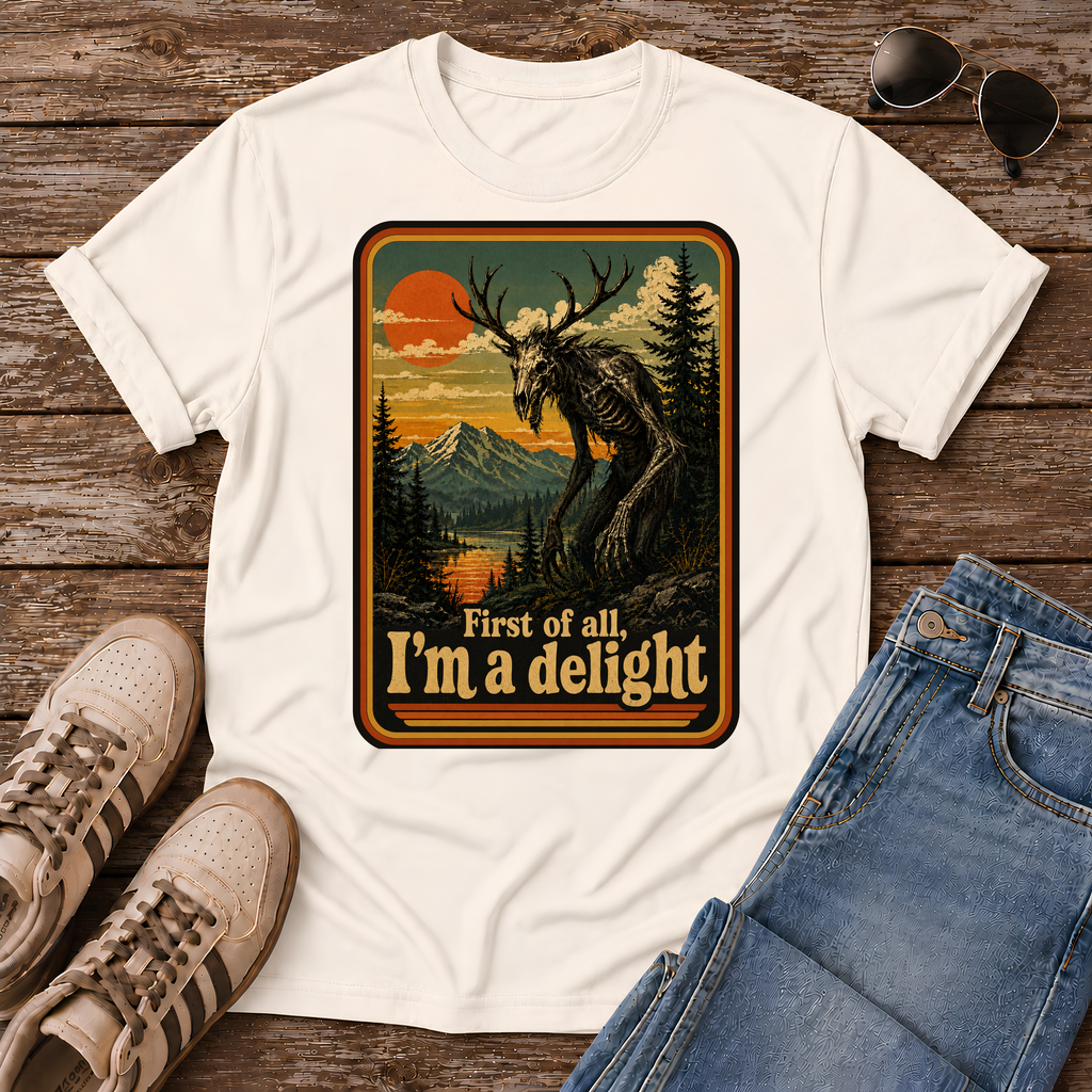 🌲 Meet the Wendigo—terrifying forest cryptid, misunderstood legend, and apparently an absolute delight. 😏 Vintage 1970s tee for folklore fans. 👹