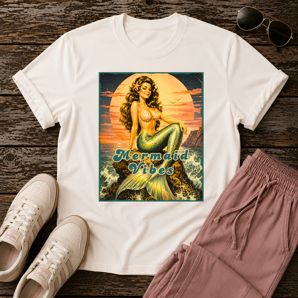 Mermaid Vibes Vintage Pinup Mermaid T‑Shirtv