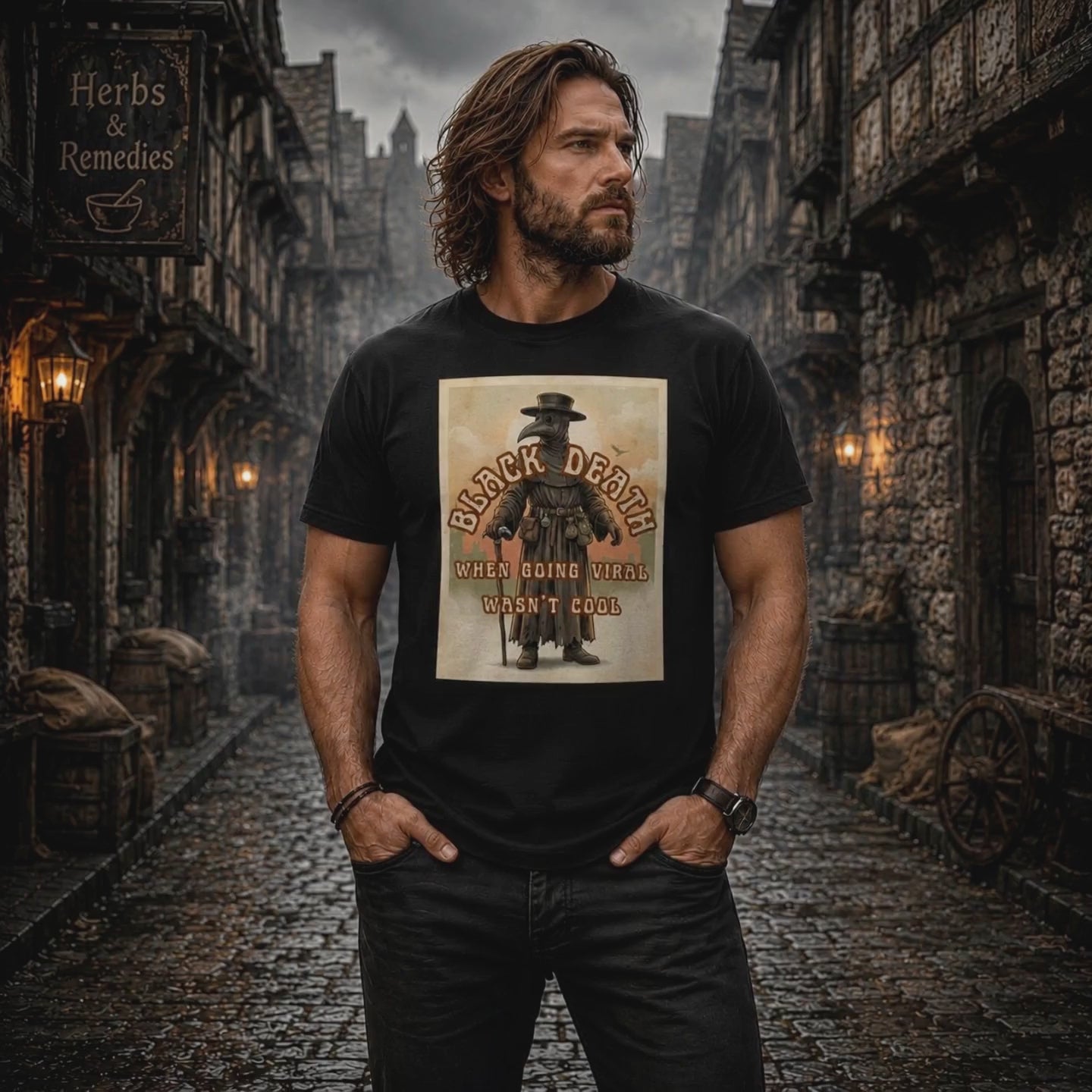 Plague Doctor Vintage Retro Graphic T-Shirt | Medieval 70s Gothic Tee ☠️🦠